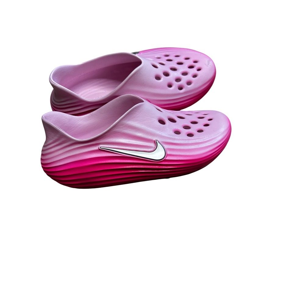 Nike ReactX Rejuven8 Pink Ombre Gradient Slip On Foam Clogs Womens 7, youth 6